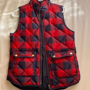J.Crew Red/Navy Plaid Vest, Size XS